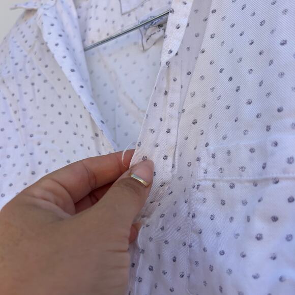 Frank & Eileen Modal White Polka Dot Button Down Eileen XS Shirt - Picture 7 of 7
